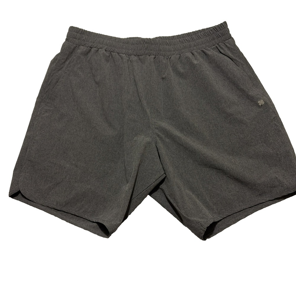 Black Clover Mens 32 Gray Golf Shorts Elastic Athletic Live Lucky Workout 8in